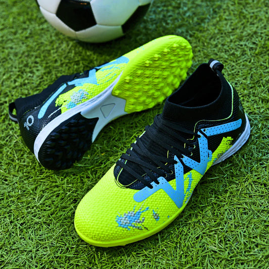 Multicolor TF Turf Soccer Shoes Durable PU Fabric Rubber Outsole Anti-slip Wearproof For Kids Teenager Turf Games