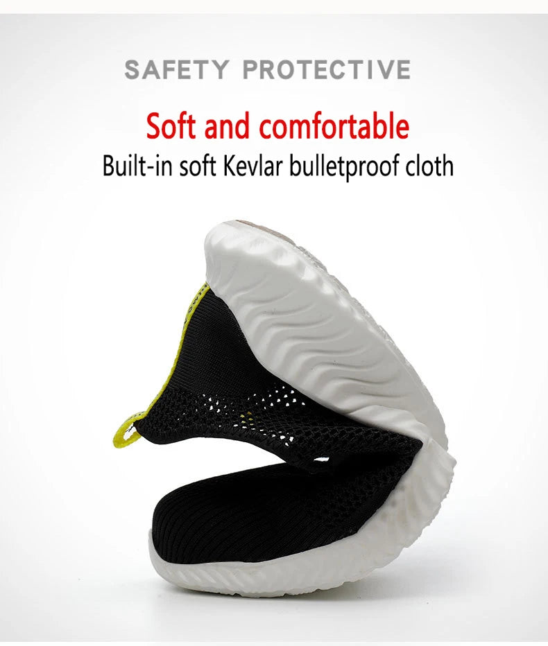 Work Boots Breathable Safety Shoes Men's Lightweight Summer Anti-Smashing Piercing Work Sandals Single Mesh Steel Toe Sneaker