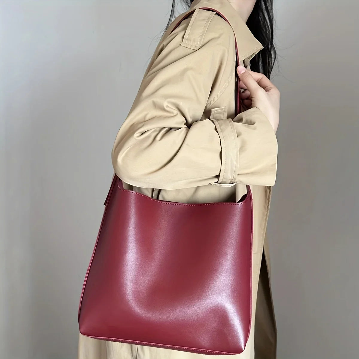 2 Pcs Large Capacity Handbag with Adjustable Shoulder Straps, Magnetic Closure, Simple and Casual Single Shoulder Crossbody Bags