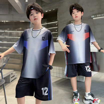 2026 New Summer Children Sports Suit Basketball T-shirt And Shorts Clothing Set for Teen Boys Age 6-16 Years Kids Sporty Jersey