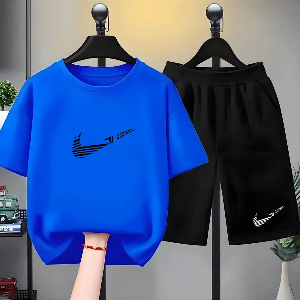 Children Set white T-shirt Short-Sleeved+Shorts Boy Girl Toddler 3-12Years Casual Sports Brand cool Fashio Clothes Summer