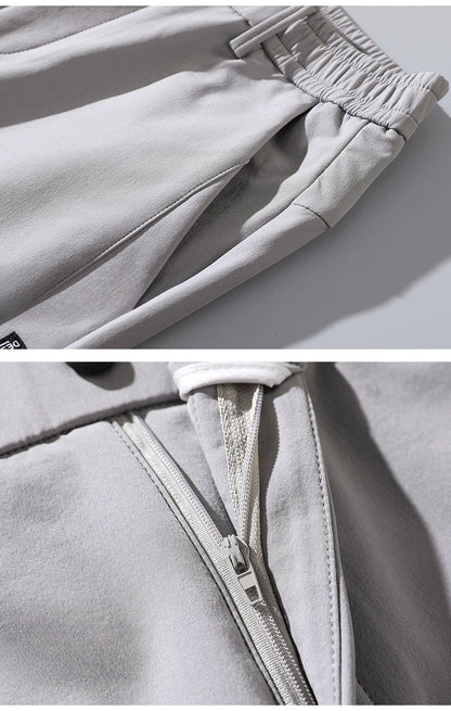 Korean Men's Warm Golf Pants Slim Straight Winter Thick Fleece Casual Pants Business Fashion Stretch Thermal Trousers Male