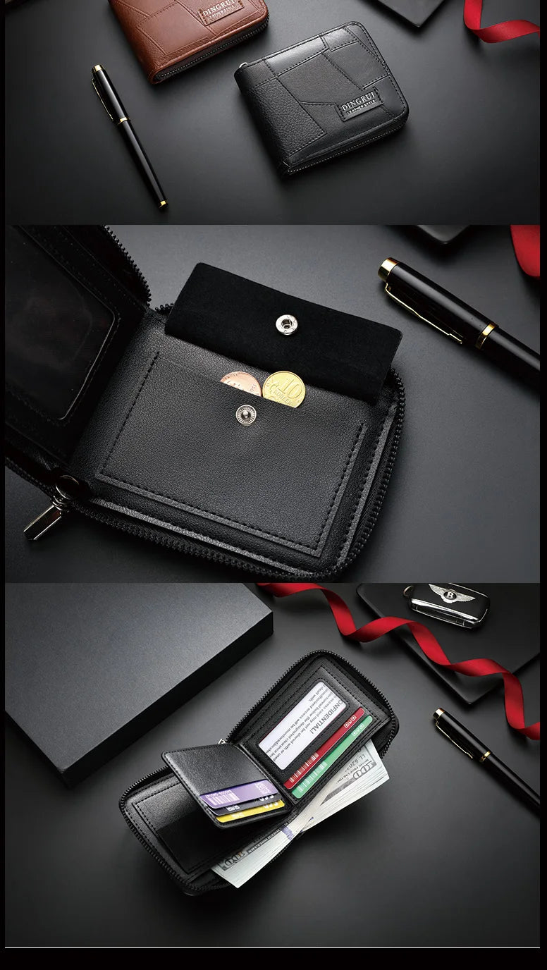 New style wallet for men and women, long single zipper handbag, fashionable and retro patchwork, large capacity purse, loose cha