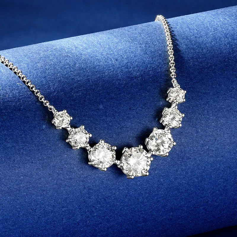 Round Cut Moissanite Smiley Curve Pendant Necklace Chains for Women Real 925 Sterling Silver Wedding Fine Jewelry Gifts