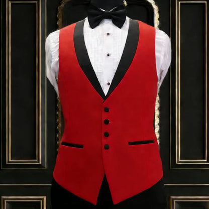 Men Vest Ivory With Black Lapel Single Breasted Waistcoat For Banquet Wedding Business Work Office Casual Daily Men Suit Vest