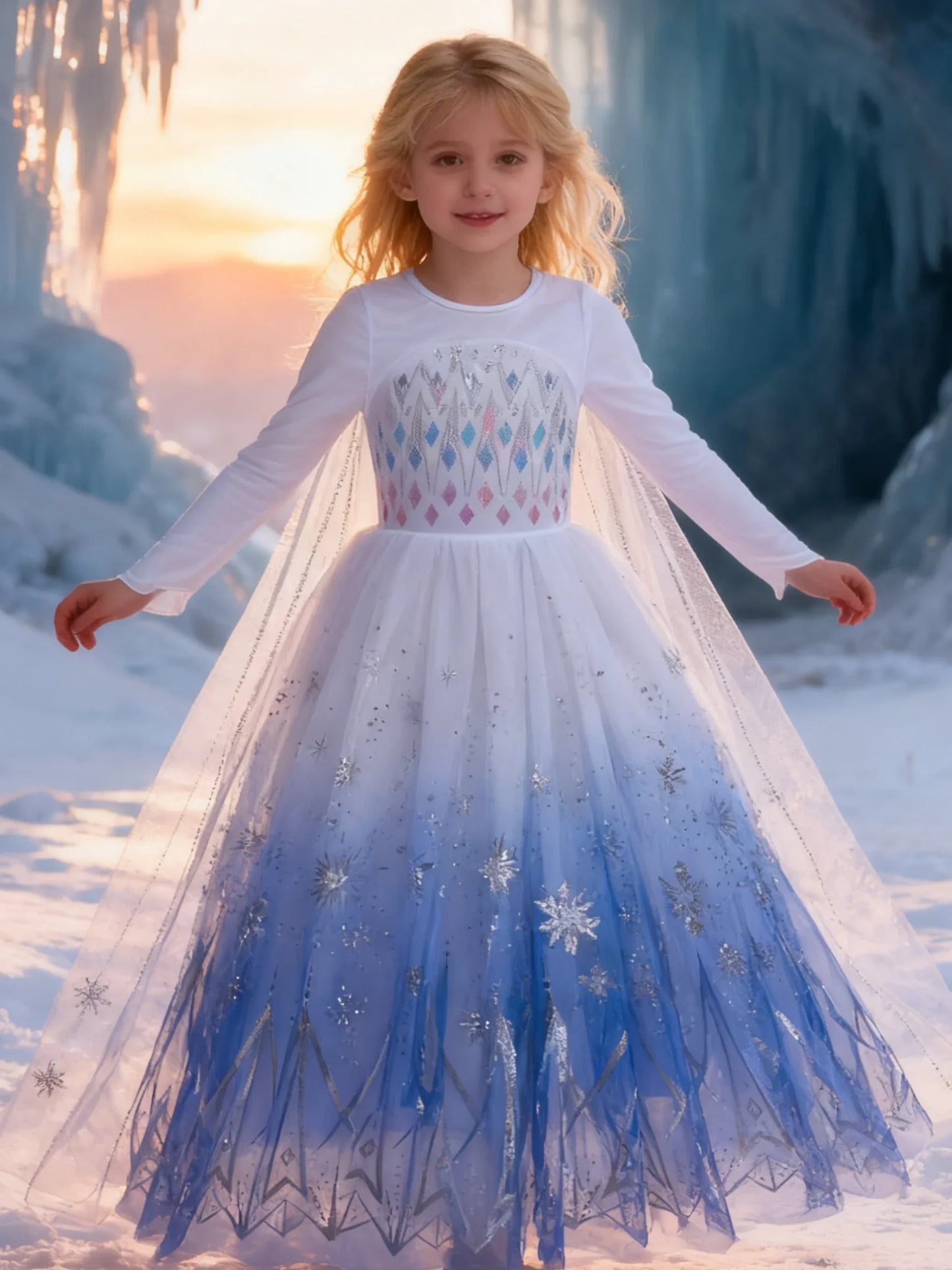 Elsa Anna Kid Princess Girls Dress Rapunzal Kids Cosplay Halloween Vestidos Children Costume Birthday Party Dress