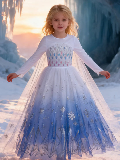 Elsa Anna Kid Princess Girls Dress Rapunzal Kids Cosplay Halloween Vestidos Children Costume Birthday Party Dress