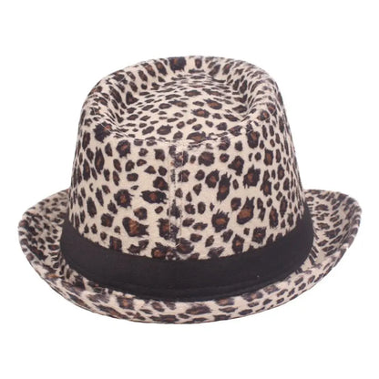 Autumn Winter Women's Fashion Top Hat Sexy Fashion Jazz Hat British Retro Gentleman Hat Men Leopard Animal Fedoras Top Party Hat