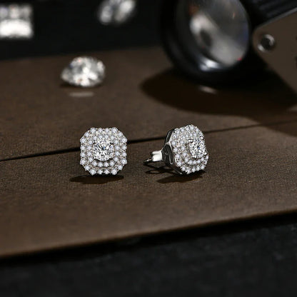 Luxurly D VVS1 Color Moissanite Stud Earrings For Women Top Quality 100% 925 Sterling Silver Sparkling Wedding Jewelry