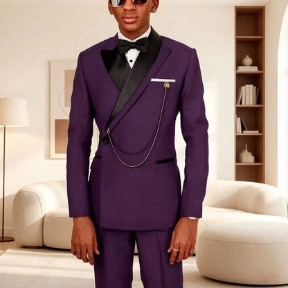 Slim Fit Suits for Men 2 Pieces Formal Wedding Suits Mix Match Elegant Asymmetric Shawl Collar Embellished Separates Prom Wear
