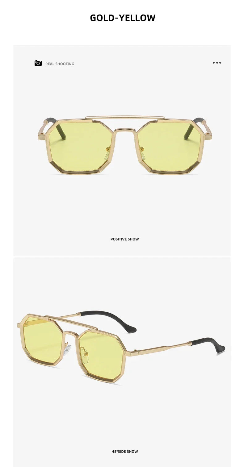 Metal Sunglasses For Men Vintage Square Sunglasses Women Trendy Luxe Fashion Sun Glasses Steampunk Shades Gafas De Sol Hombre