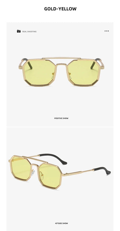 Metal Sunglasses For Men Vintage Square Sunglasses Women Trendy Luxe Fashion Sun Glasses Steampunk Shades Gafas De Sol Hombre