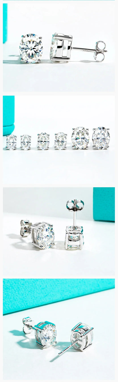 10K Gold Post 4/2/1ct Oval Cut Moissanite Stud Earrings  Anti-allergy Eearrings For Women Jewelry Wholesale