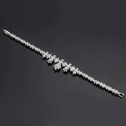 Luxury Women's Jewelry Elegant Style Bride CZ Necklace Earrings Bracelet Ring Jewelry Set&M Bride Large Wedding Jewelry Set