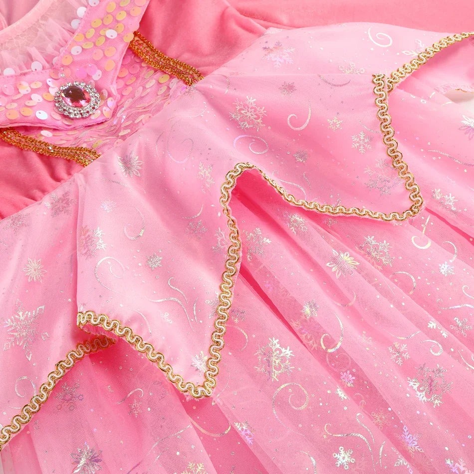Sleeping Beauty Dress For Girls Pink Princess Costume Halloween Carnival Party Aurora Outfits Kids Birthday Surprise Gift