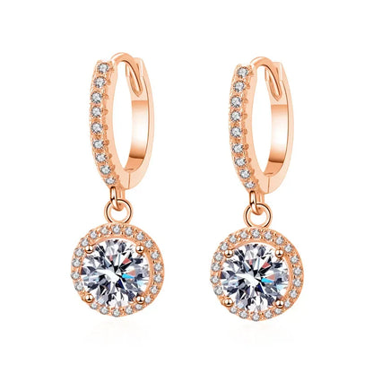 1ct D Color Moissanite Loop Earring 925 Sterling Silver Plated 18k White Gold Pendant Earring for Women Fine Jewelry