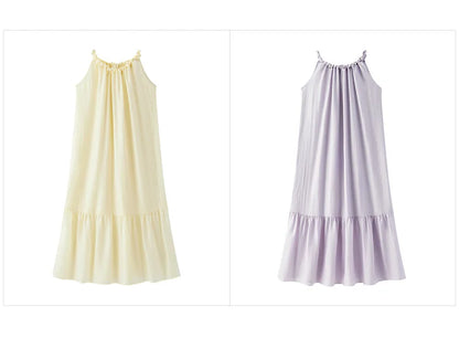 Women Dress Bowknot Textured Halter Neck Vacation A Line Maxi 2026 Summer Romantic Fresh Elegant Soft Comfy Holiday Top