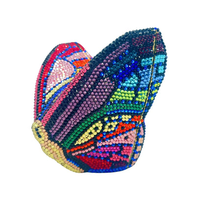 Hot Selling Butterfly Monarch Shaped Crystal Luxury Evening Bag Rhinestone Clutch Purse for Ladies Trendy Metal Frame Handbag