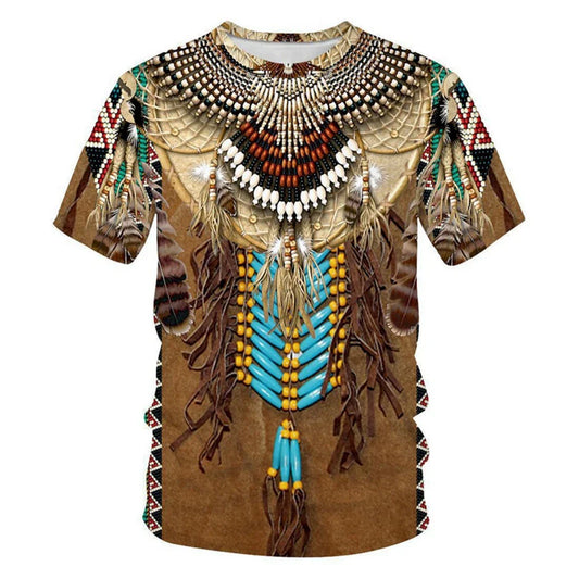 Summer Indian Ethnic Style 3D Print T-Shirts Streetwear Men Fashion Harajuku Casual Oversized O-Neck T Shirt Tees Tops