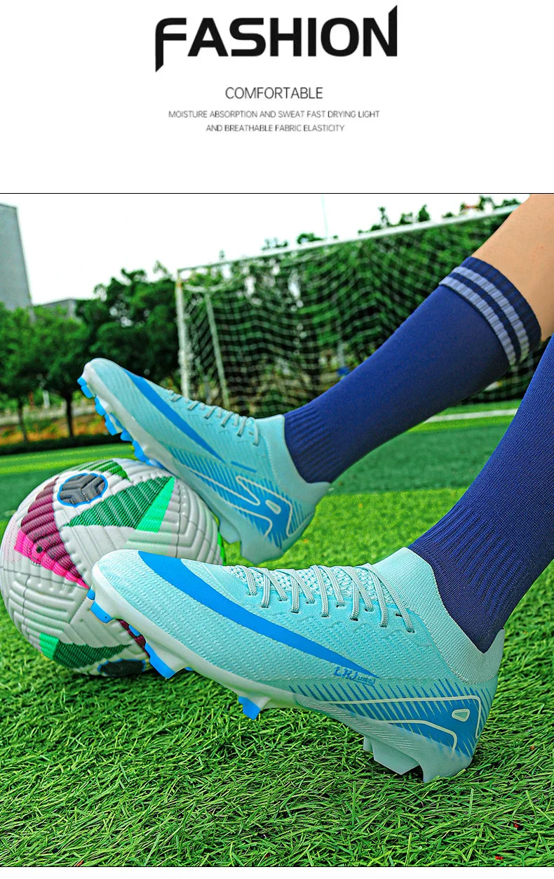 High Top Men Soccer Cleats Professional Football Shoes AG/TF Studs Anti Slip Training Sneaker Comfortable Breathable Adult Match