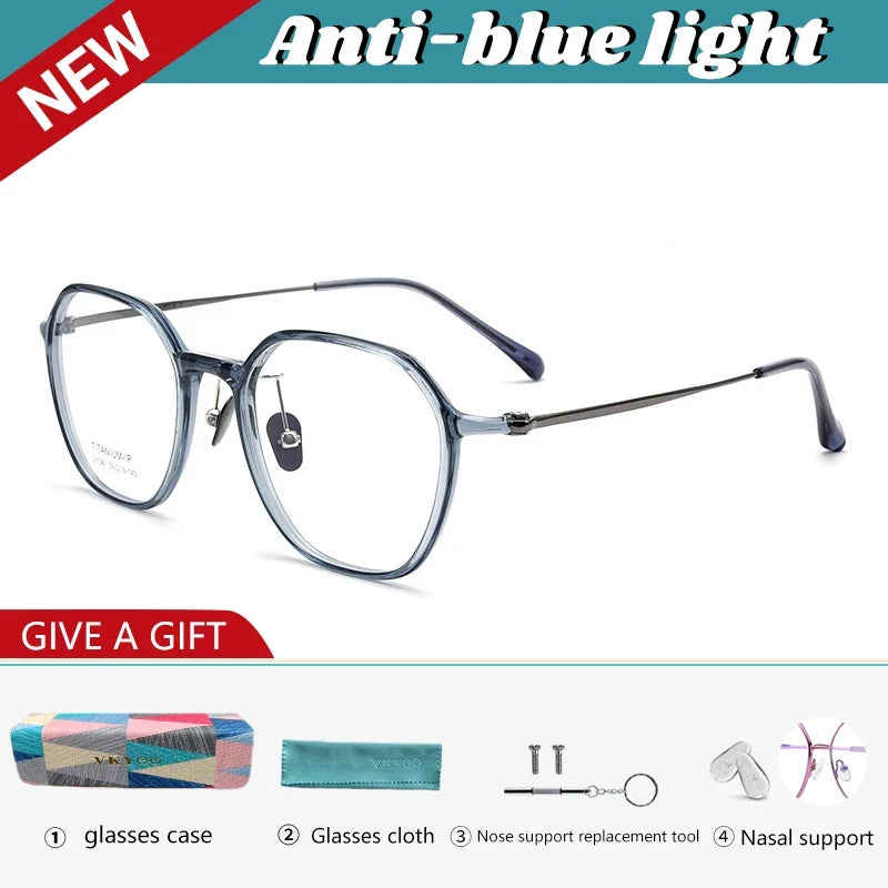 Geometric Personalized Polygonal Men's and Women's Simple Frames Blue Light Reading Glasses Customizable Prescription