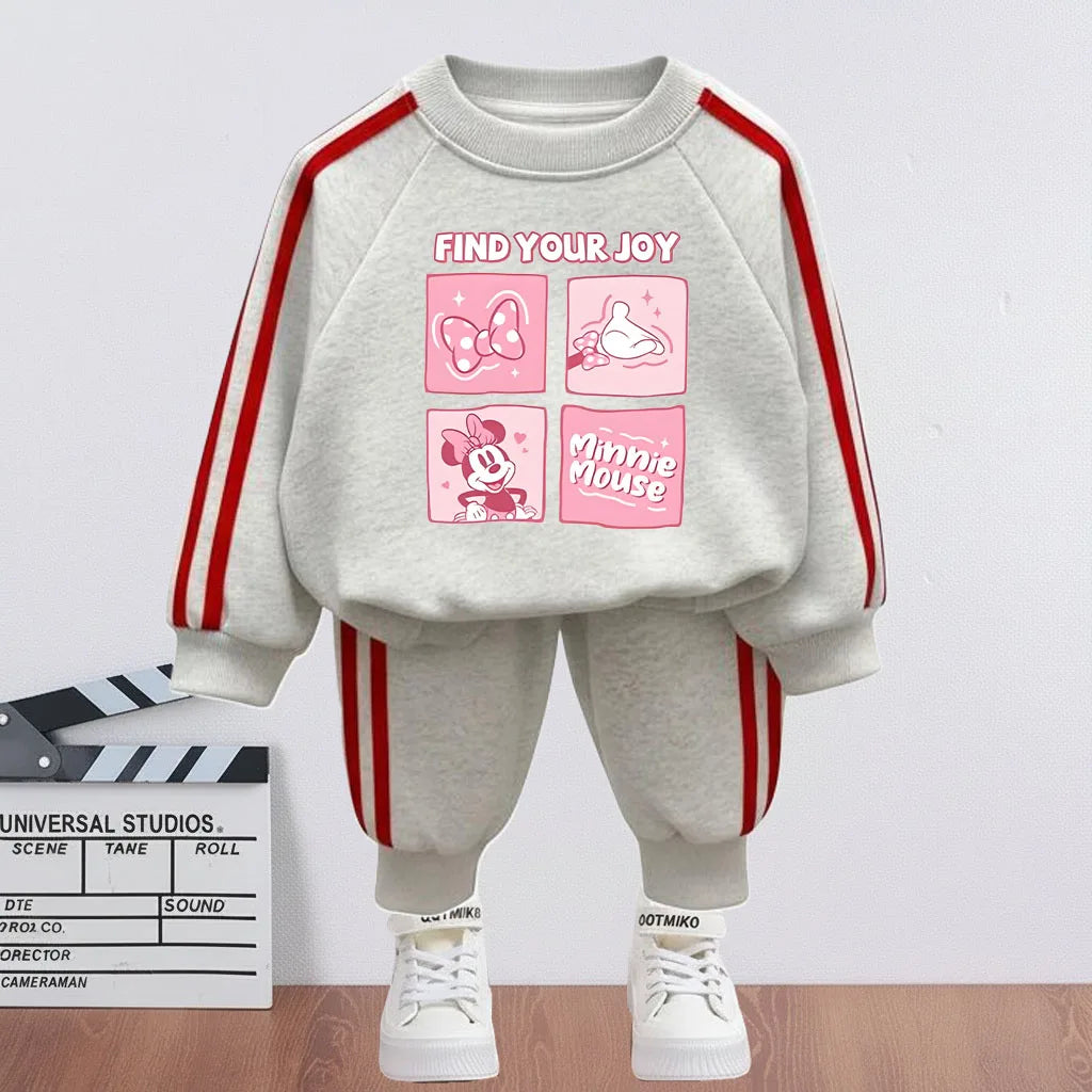 2026 Spring New Style Children Clothing Sets Girls O Neck Hoodies and Side Stripe Trouser Two Piece Kids Casual Sweatshirts Set