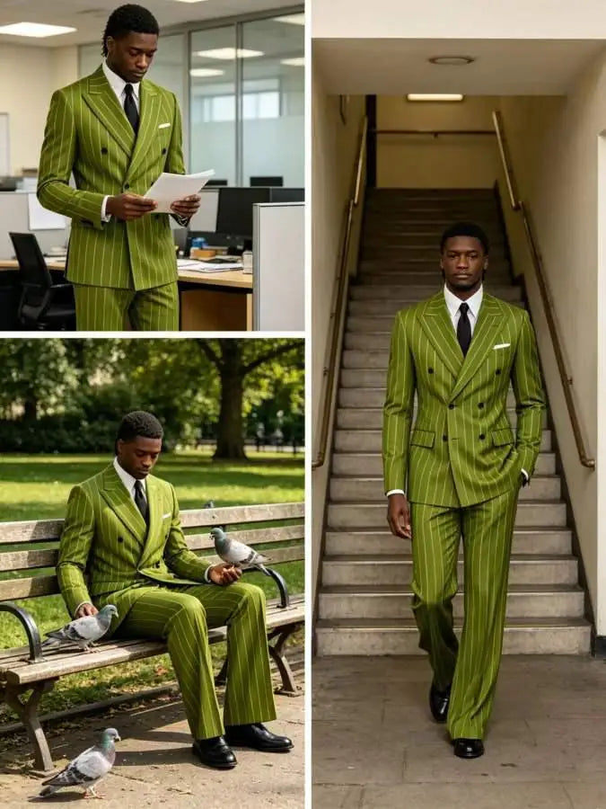 Men's Striped 2 Piece Suit Notched Lapel Straight Stripe Coat + Flare Pants Formal Business Wedding Party Prom Tuxedo for Men
