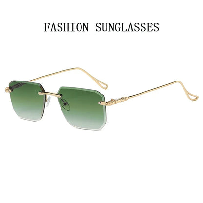2024 Rimless Sunglasses Women Trendy  New Square Fashion Glasses Vintage Luxe Lentes De Sol Mujer Lunette Soleil Femme Okulary