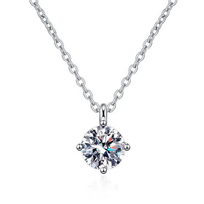 1ct VVS Moissanite Necklace for Women Simulated Lab Diamond Pendant Gift 100% Sterling Silver Wedding Jewelry Four-claw