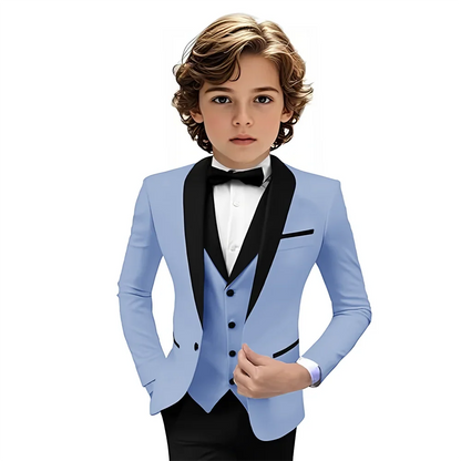 Boys Shawl Lapel Suit Set 3 Pieces Host Costumes,Formal Smart Slim Fit Suits For Kids,Plus Size Tuxedo Party Outfit 2-20T