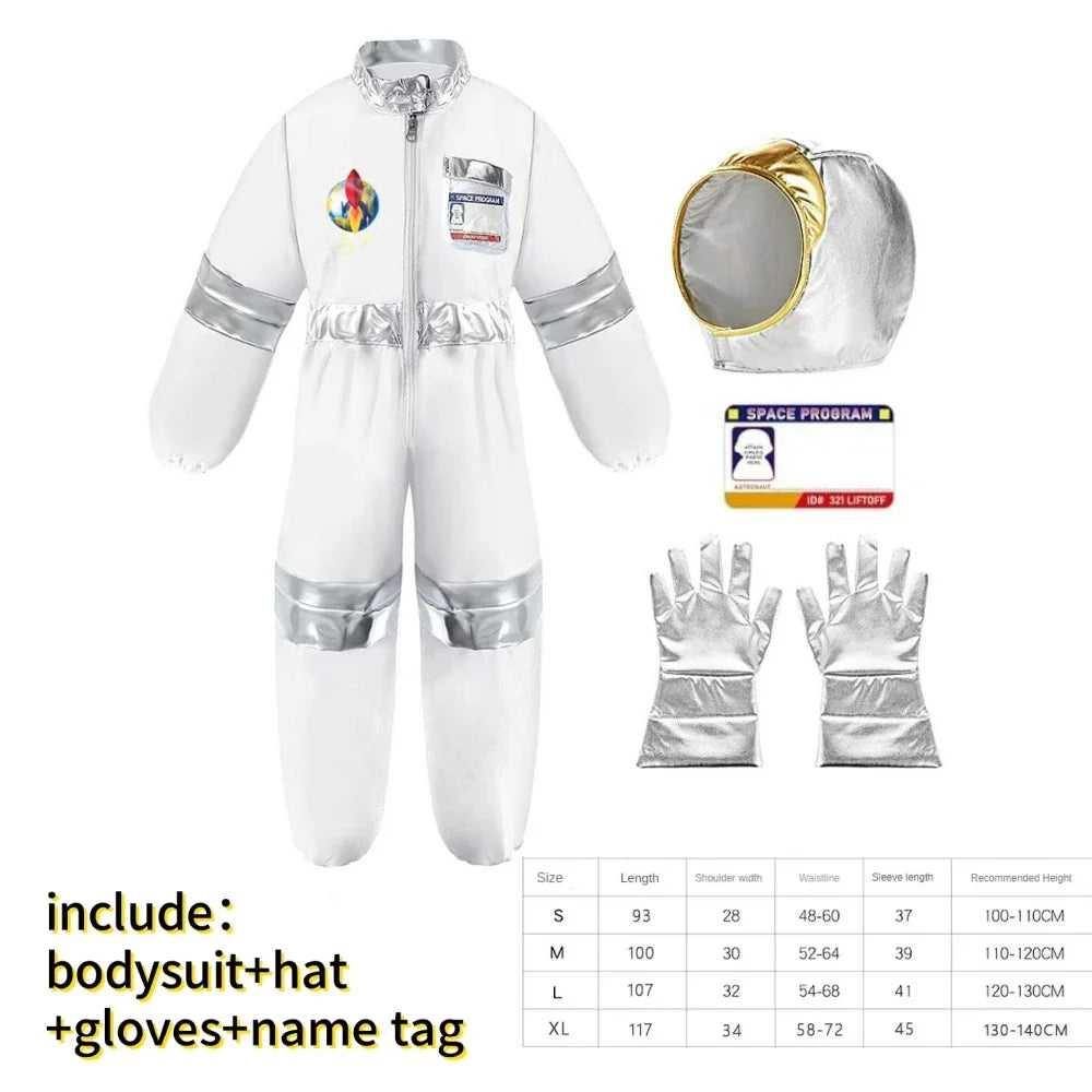 New Astronaut Boys Girls Cosplay Costume for Kids Spaceman Child Halloween Dress Up Children Rocket Jumpsuit Outfit Bodysuits