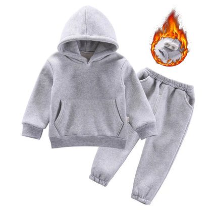 New Autumn Winter Fashion Baby Girls Clothes Children Boys Thicken Hoodies Pants 2Pcs/Set Toddler Sports Costume Kids Tracksuits