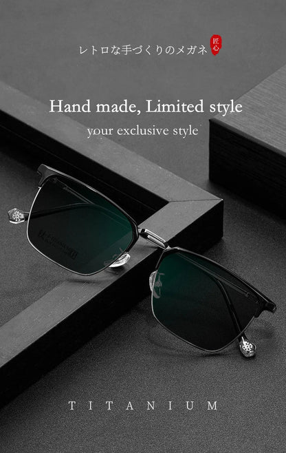 Ultralight Pure Titanium Myopia Sunglasses Men‘s Retro Business Driving Fishing Outdoor Traveling Sunshade Glasses