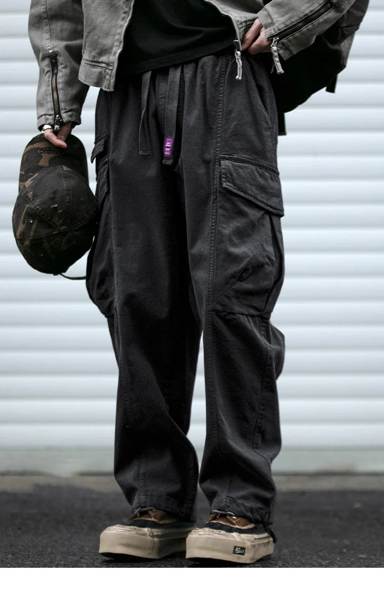 Oversized Cargo Pants For Men Multi Pocket Loose Fit Streetwear Casual American Style Korean Trendy Fashion Straight Leg Pants