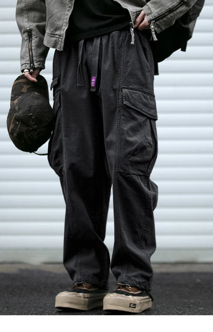 Oversized Cargo Pants For Men Multi Pocket Loose Fit Streetwear Casual American Style Korean Trendy Fashion Straight Leg Pants
