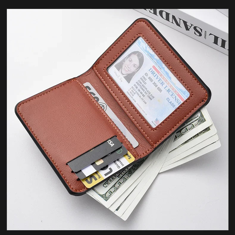1Pc New Ultra-thin Mini Soft PU Leather Credit Card Wallet Holder Short Vertical High Quality Men's Small Short Wallets Purse
