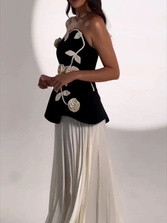 Elegant Evening Dresses Jersey Flowers Pleat Strapless A-line Long Dress Exquisite High Quality Prom Party Gown Women Customized