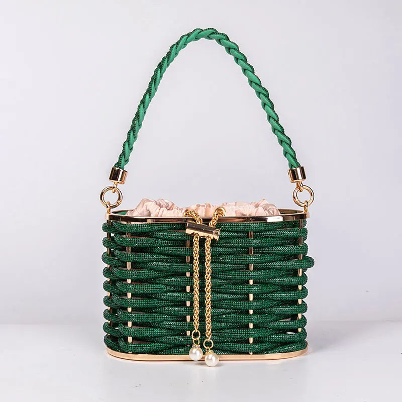 Handbag Shoulder Glitter Pearl Wedding Party Clutch Purse Diamonds Shiny Beading Evening Bag Crossbody Rhinestone Luxury Woman