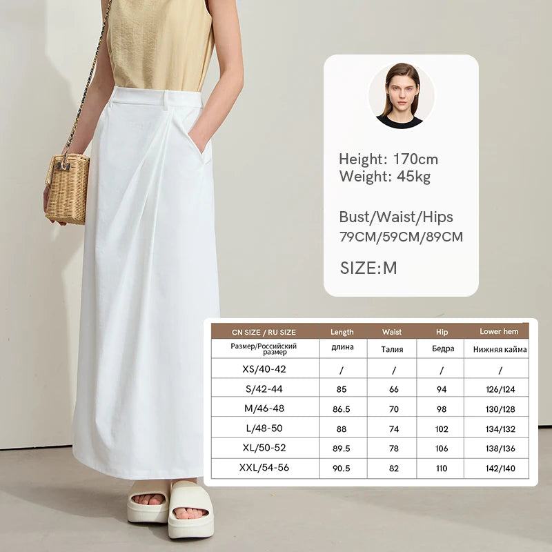 Minimalism 2025 New Long Skirts For Women Summer Vocation Black Pleated Elegant Office Lady Commuting Loose Skirt 12542102