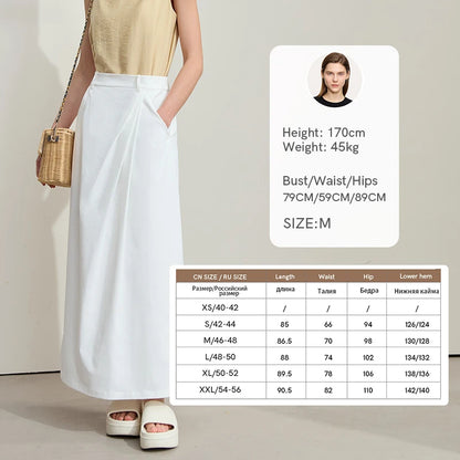 Minimalism 2025 New Long Skirts For Women Summer Vocation Black Pleated Elegant Office Lady Commuting Loose Skirt 12542102