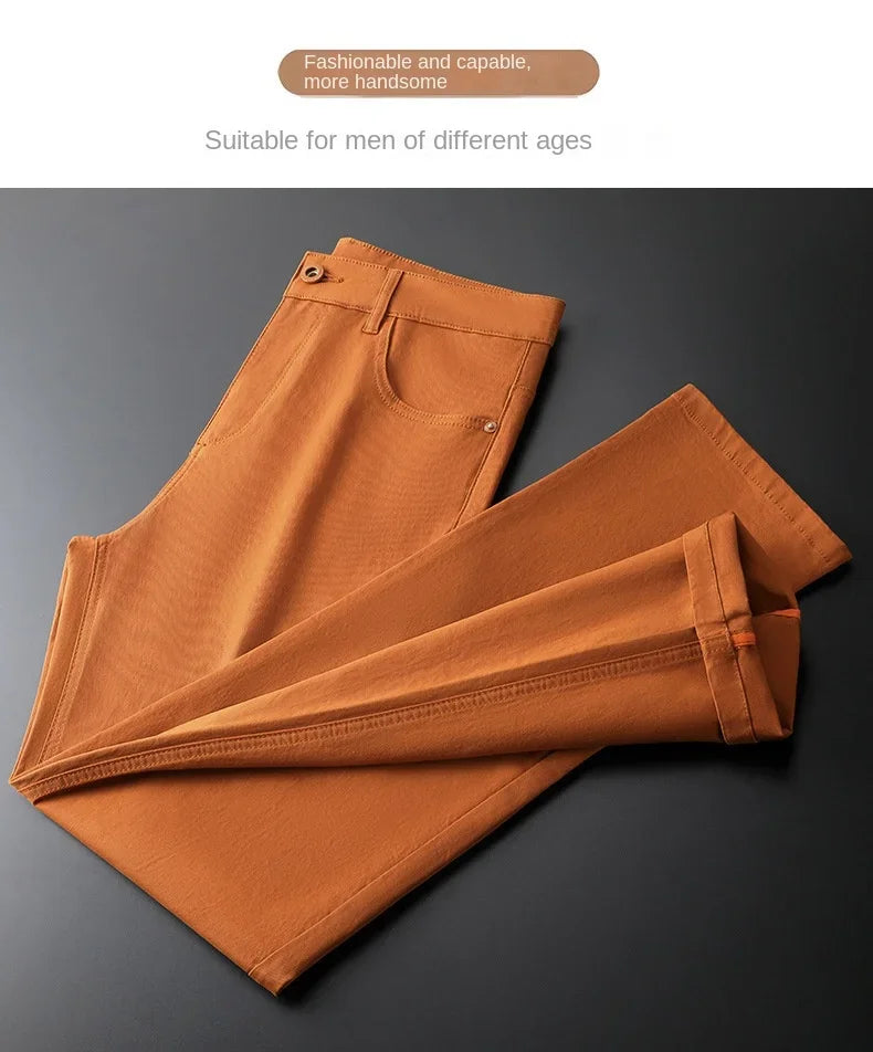Seven-Color Stretch Jean Men's Trendy Wild Simple 97% Cotton High-End Slim-Fitting Small Straight Casual Men's Clothing Trousers