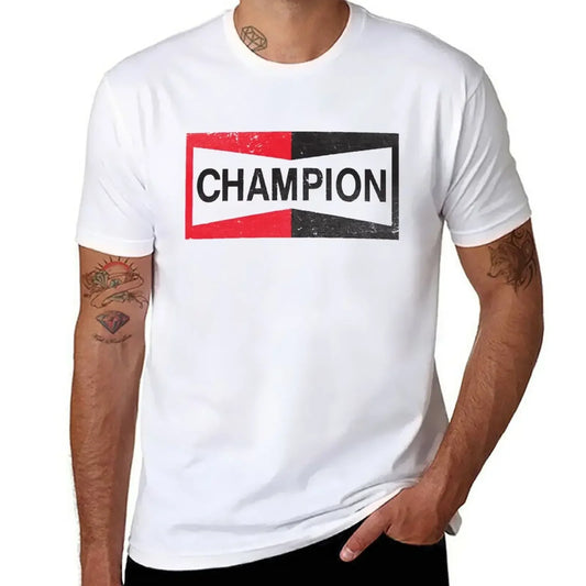 CHAMPION - Spark Plug Retro Distressed Emblem - Cl T-Shirt Short sleeve tee new edition slim fit t shirts for men