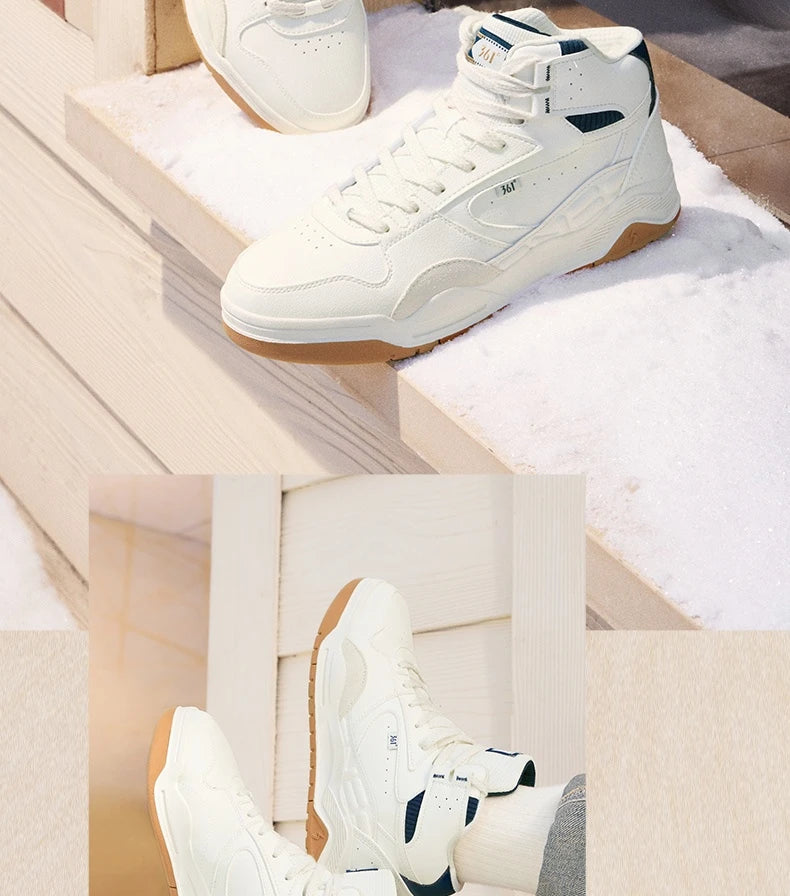 Men's Plus Velvet Skateboard Shoes New Classic Retro High-top Warm Wear-resistant Soft Male Sneakers 672436622A