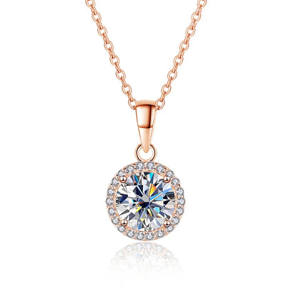 GRA Certified 1CT Moissanite Necklaces for Women 18k White Gold Jewelry Sterling Silver s925 Diamond Pendant Necklace
