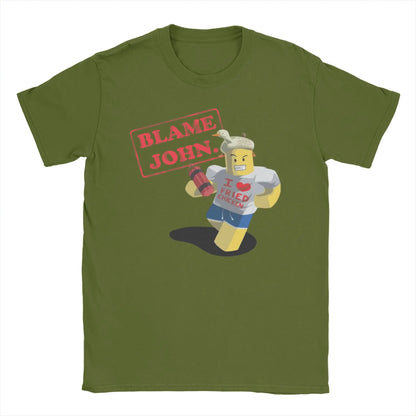 Shedletsky Blame John Forsaken Gaming T Shirts Meme 100% Cotton Tops Men Women Short Sleeve Tee Shirt Graphic Printed T-Shirts