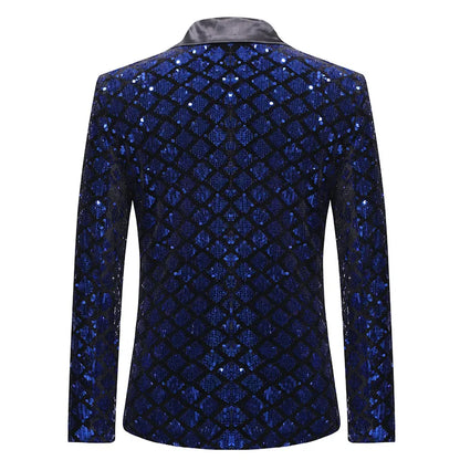 2026 Gold Men's Black Collar Suit Jacket, Glitter Sequin Decoration Wedding Party Dress Coat Black Silver Fashion Blazers.