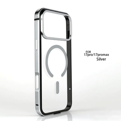 High End Metal Frame Phone Case, For IPhone 17 Pro 17 Promax Magsafe Magnetic Charging HD Backplate Phone Protection Cases