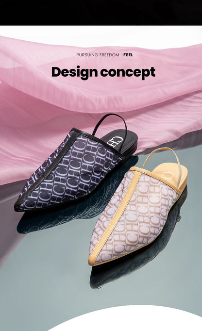 Pointed Toe Slippers Luxury Branded Casual Shoes Flat Strappy Home Outdoor Beach Walking Shoes