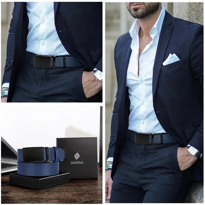 New Mens Belt Automatic Genuine Leather Luxury Belt of Men Male Metal Automatic Buckle Designer High Quality Waist Belt Black