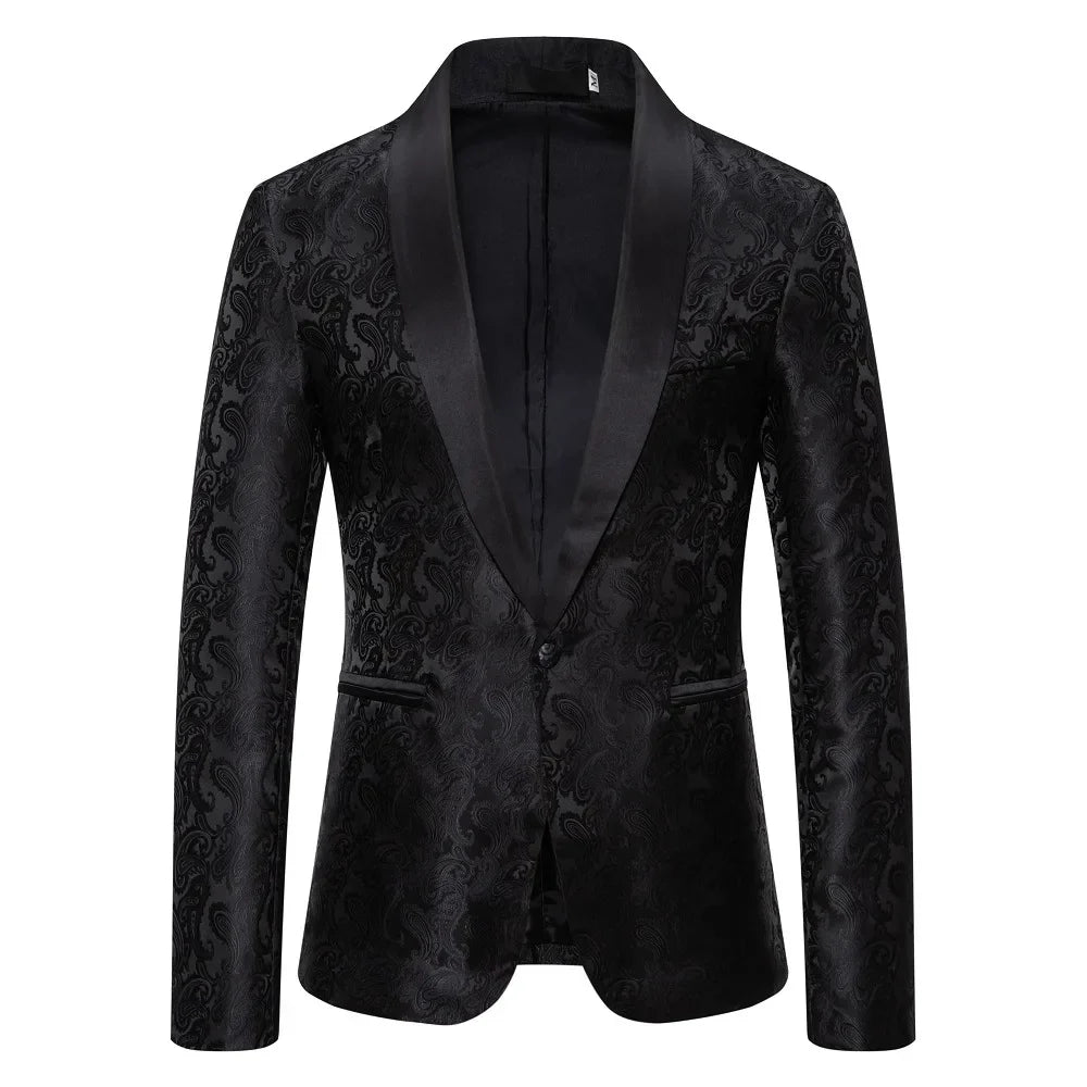 2026 New Men's Red Cashew Flower Blazer, Wedding Party Dress Jacket, White Blue Black Brands Blazers Coat, S M L XL XXL